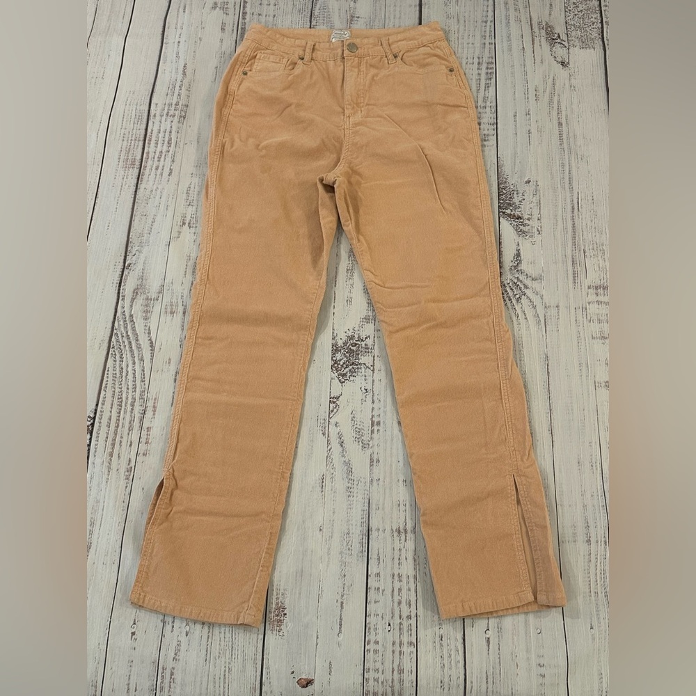 💥2/$15💥VTG Mudpie Corduroy Women’s XL Peach Pants Straight Leg Ankle Slit Y2K